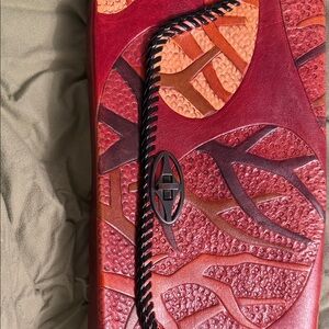 Artistic Red and Orange Men's Leather Bag